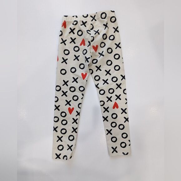 Hanna Andersson Valentine's Day hearts red ecru leggings pants girls size 110 5 - Picture 4 of 6